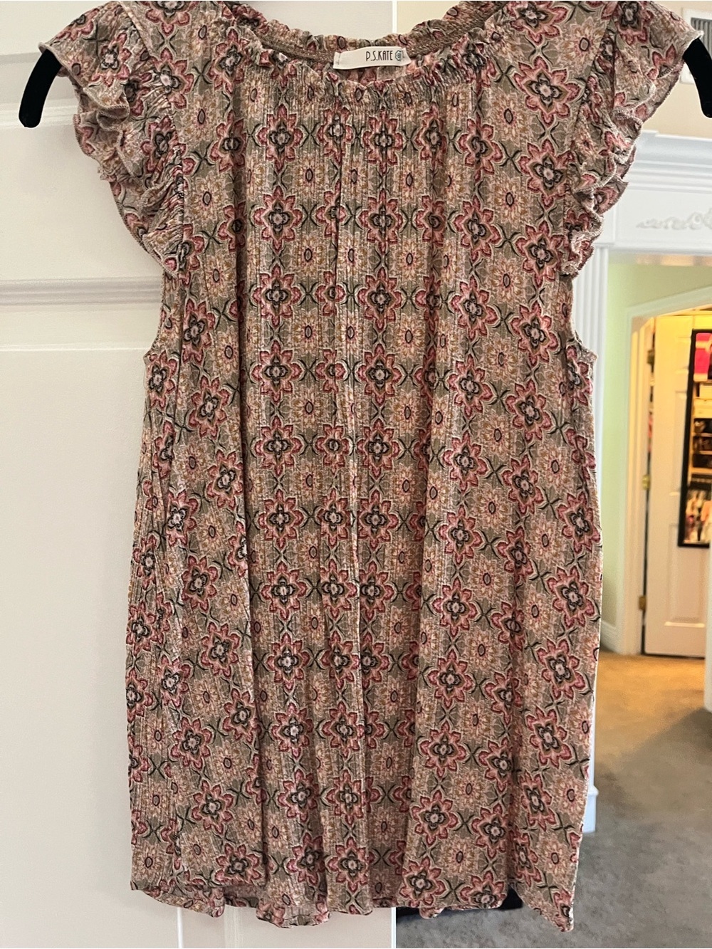 P.S. Kate Floral Print Flutter Sleeve Top